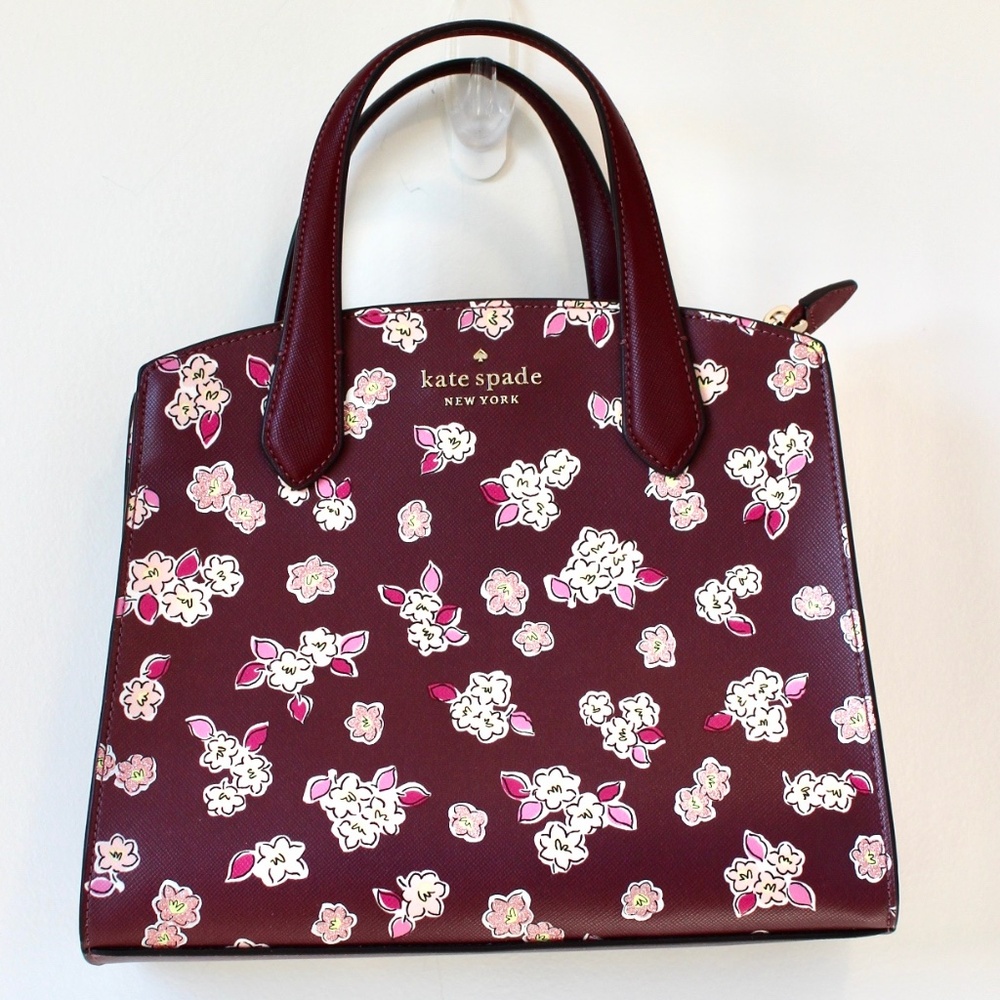 Kate Spade Tinsel Frosted Floral Berry Satchel - Picture 1 of 3